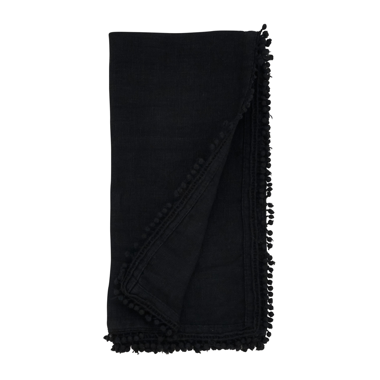 Trezza Reversible Linen Napkin, Black