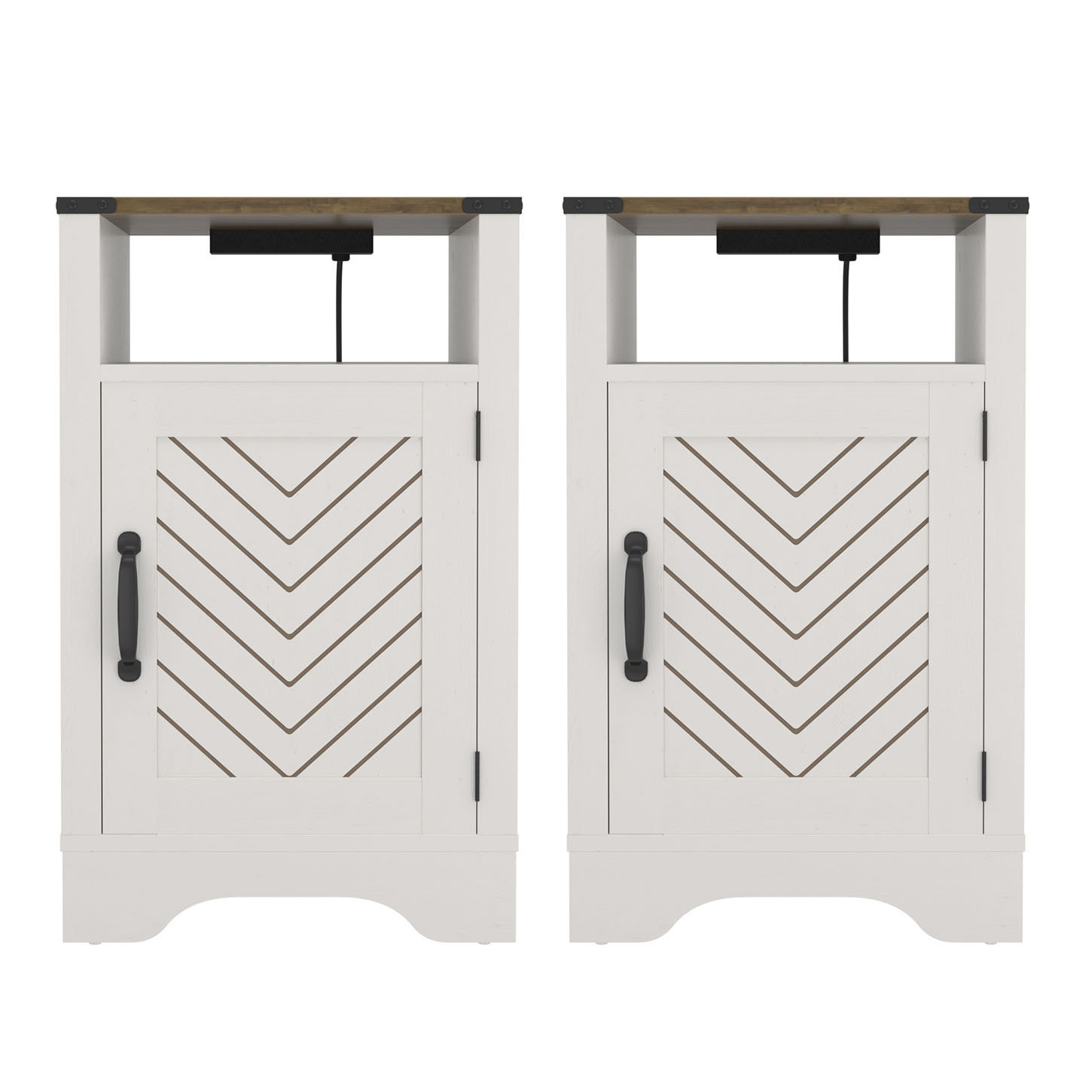 Lark Manor 2 Sets Farmhouse Nightstand Side Table, Wooden Rustic End ...