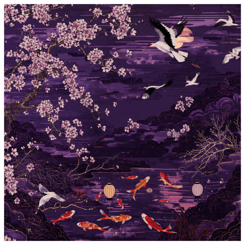 Édredon Cheroi Blossom Cranes Koi, Lit simple