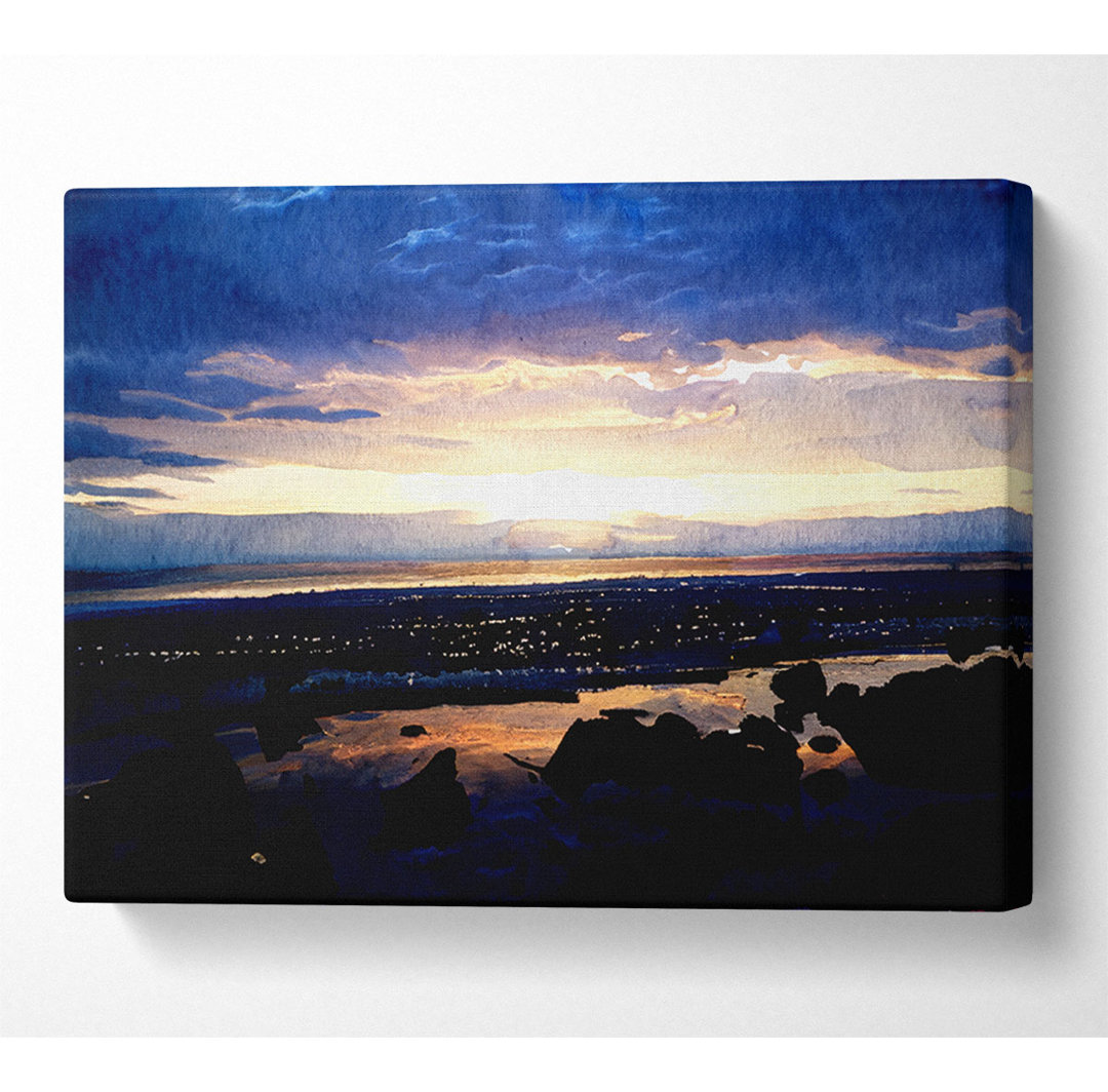 Blauer Himmel Horizont Segeltuch Aquarell