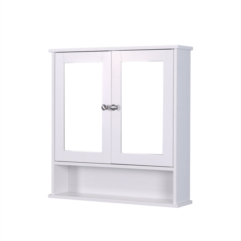 Armoire à pharmacie murale, armoire de salle de bain avec 2 portes miroir et tablette réglable