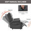 Fauteuil inclinable manuel gris en similicuir pour le salon avec mécanisme de mouvement robuste, 8 nœuds vibrants et 3 modes de massage.