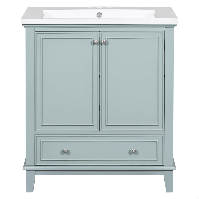 Ensemble de meuble-lavabo 30 po avec lavabo, armoire de salle de bain avec portes et tiroir, cadre solide et panneau de fibres à densité moyenne