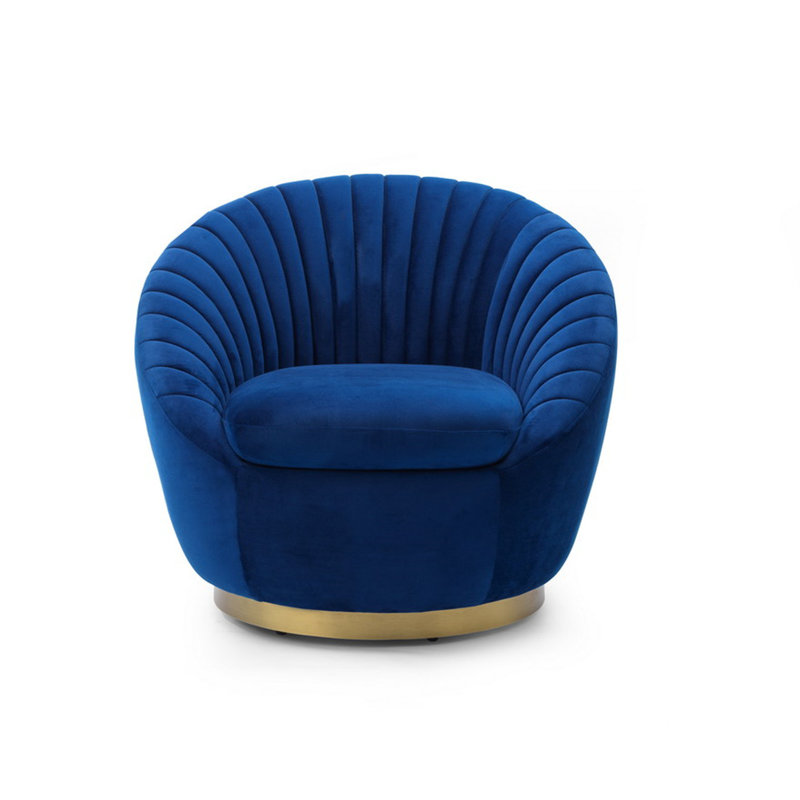Velvet Barrel Chair, Blue