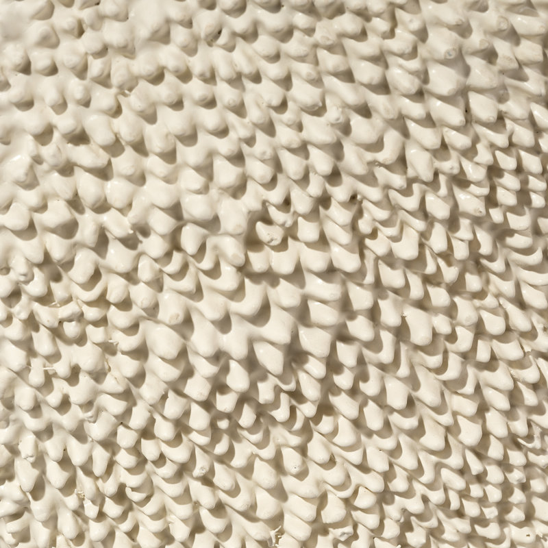 Cream White Textured Round Outdoor Side Table
