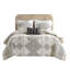 Couette 4 pièces pour lit King/King - Noir/ Garnissage en microfibre imprimée, bordure en chenille verticale et coussin décoratif inclus