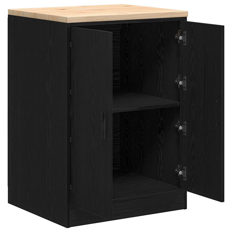 Solid Wood Single Storage Cabinet ( 85cm H x 60cm W x 51cm D), Black