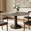 Piédestal rond en bois massif gris fritté Farmhouse (1 table, 4 chaises, 1 table, 6 chaises)-208276184-208276186