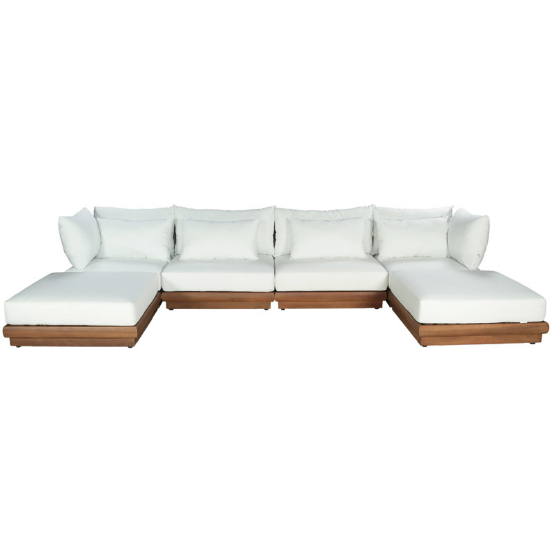 Ivry Water Resistant Fabric Upholstered Outdoor Patio Modular Sectional, White