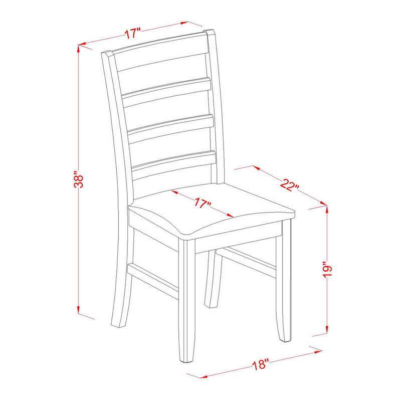 Parfait Dining Chairs - Ladder Back Wooden Seat Chairs, Set of 2, Black & Cherry, Black/Cherry