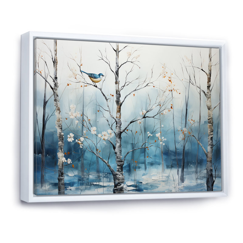 Harmonie hivernale bleue et blanche II, Cadre flottant blanc, 34" H x 44" W