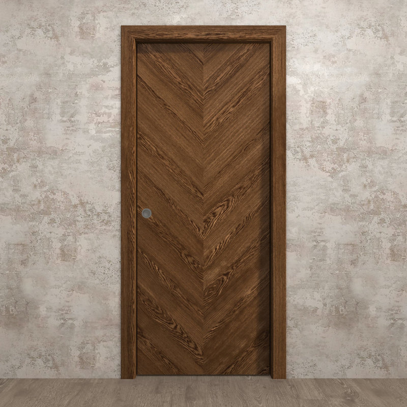 Sliding Pocket Door | Ego 5005 | Kit Rail Hardware | Solid Wood Interior Bedroom Modern Doors, 32'' x 80'', Cognac Oak