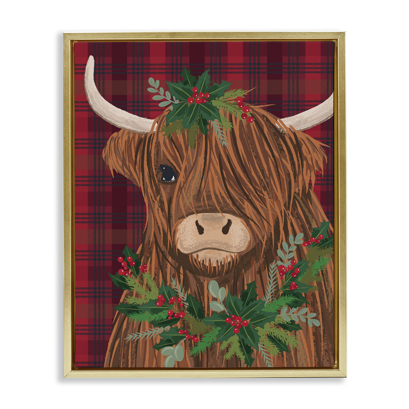 «Holiday Bovins on Buffalo», art mural encadré sur toile flottante, design par Lisa Perry White, H 31 po x l 25 po