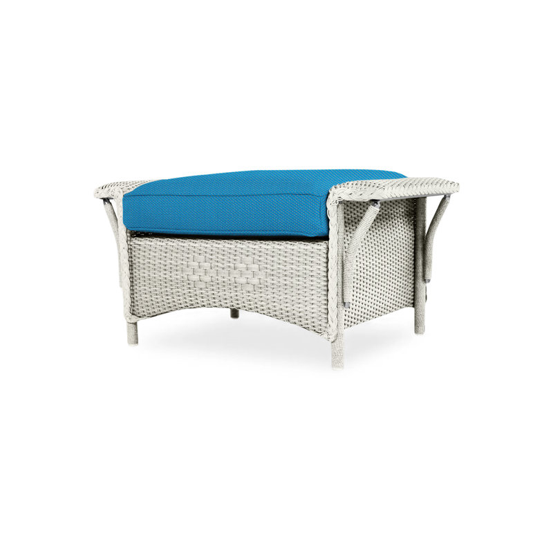 Nantucket Outdoor Ottoman, Consider Indigo, Matte White