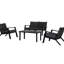 Ensemble de jardin 4 pièces comprenant 2 fauteuils et une table basse, sièges confortables pour la piscine, mobilier de patio noir idéal pour les réceptions dans le jardin.