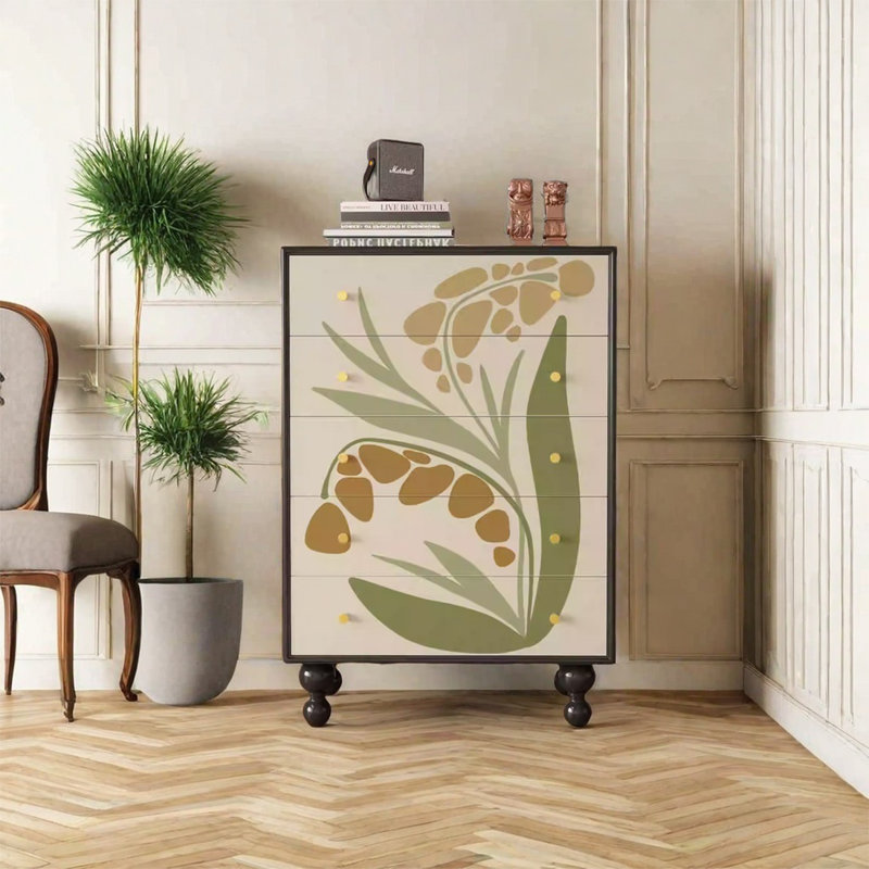 Armoire décorative en bois massif avec poignées en laiton