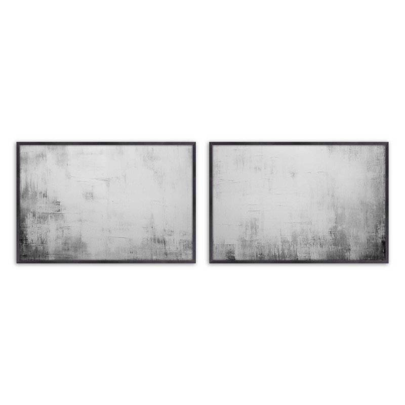 Ensemble de 2 impressions blanches silencieuses dans un cadre brossé, x 16 po, Weathered Zinc, 13.25" H x 34.5" W