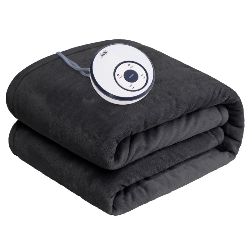 Couverture chauffante en flanelle SEALY, Lit simple, Gris