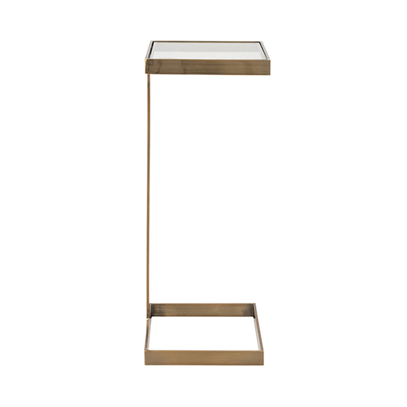 Maisel Glass End Table, Antique Brass
