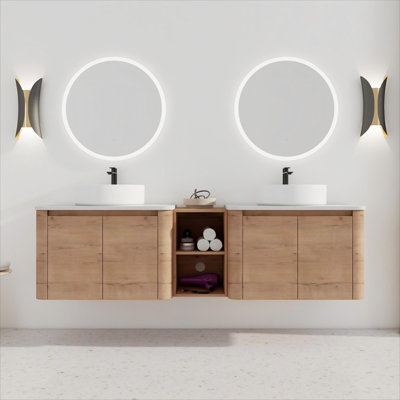 Meuble-lavabo double 30 po avec lavabo et armoire latérale 30 po