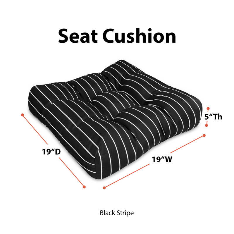 Bergholt Patio Seat Cushion, 19in. W, Black Ink Stripe