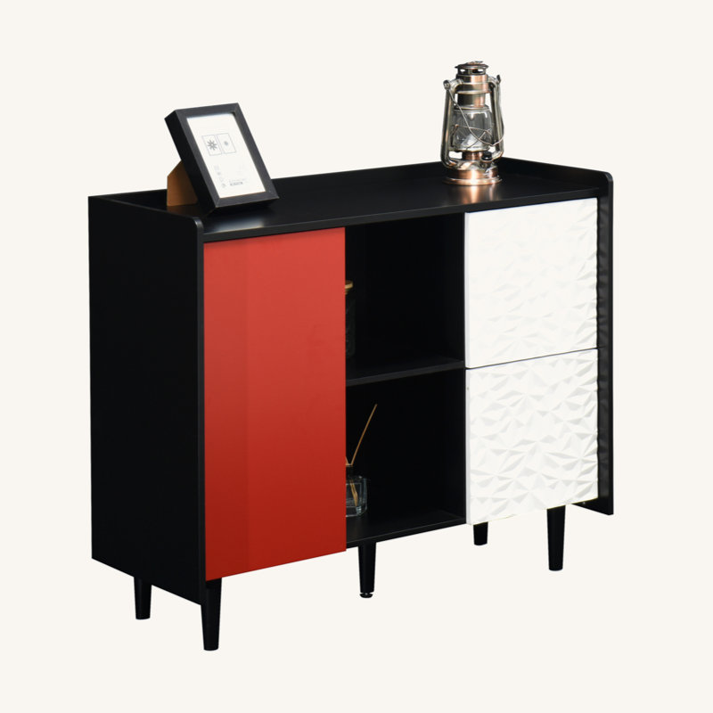 Black Kitchen Buffet Cabinet with Ample Storage - Open Space, 2 Drawers & Enclosed Cabinet, Multi-Use for Dining Room/Study/Living Room, High-Quality MDF, Easy Assembly