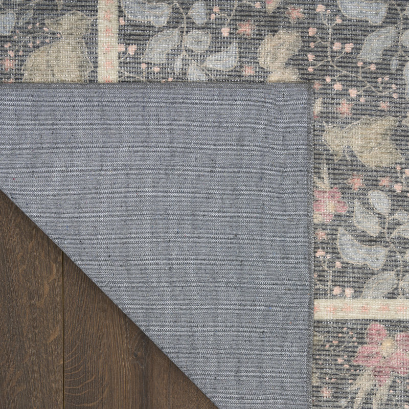 Tapis d'intérieur anthracite multicolore Nourison Botanical Washables 2 pi x 6 pi, Gris anthracite multicolore