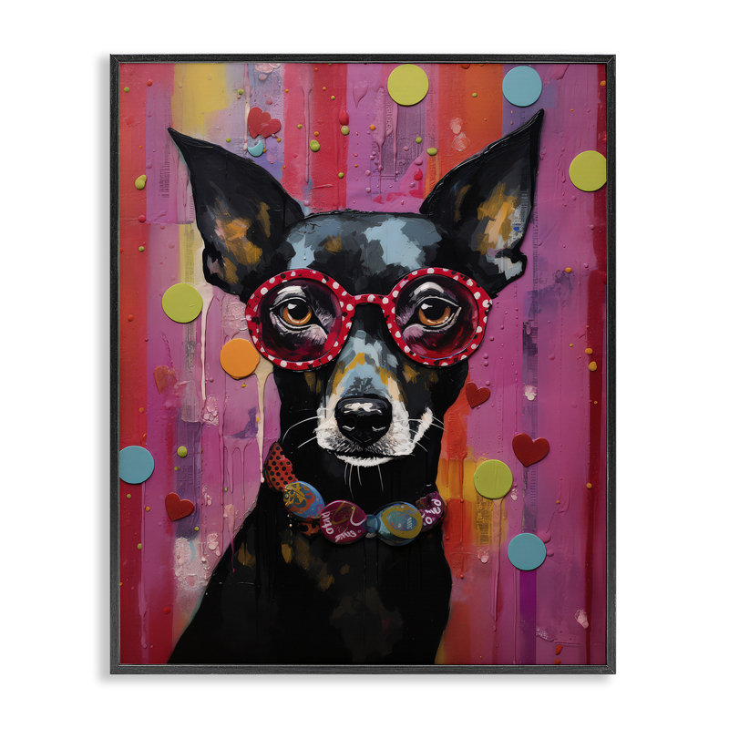 Dobermann, chien avec lunettes, estampe numérique par LSR Design Studio be-576, H 30 po x l 24 po