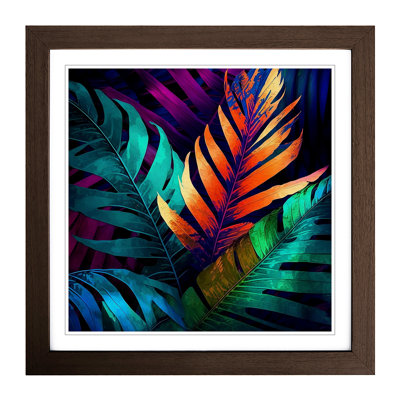 Tropical Leaf Abstract Expressionism - Single Picture Frame Print on Wood