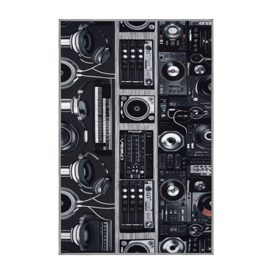  Washable Headphones and Modern Music Tech Music Area Rug
