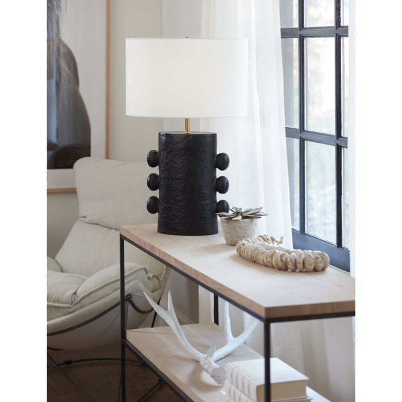 Lampe de table en métal Maya, Noir, H 25,5 po x l 16 po x P 16 po