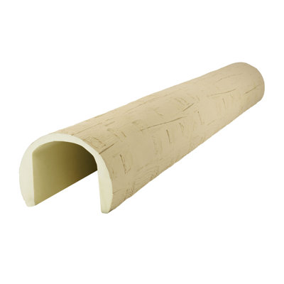 Heritage Timber Santa Fe Hand Hewn Faux Wood Log Beam, Round, 6"W x 4 1/2"H x 96"L, Primed Tan Finish