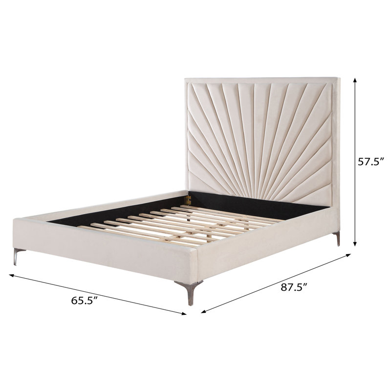 Lit capitonné beige Orpheus, Grand