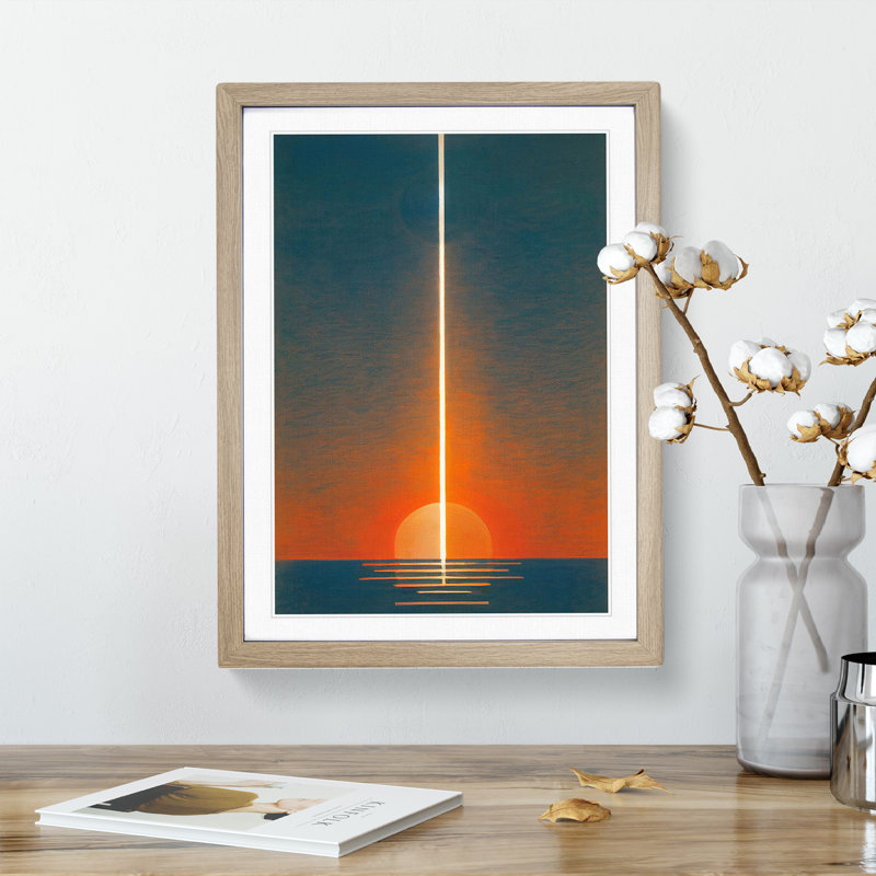 The Unreal Sunset Abstract - Single Picture Frame Print, Oak, 34cm H x 25cm W x 2cm D