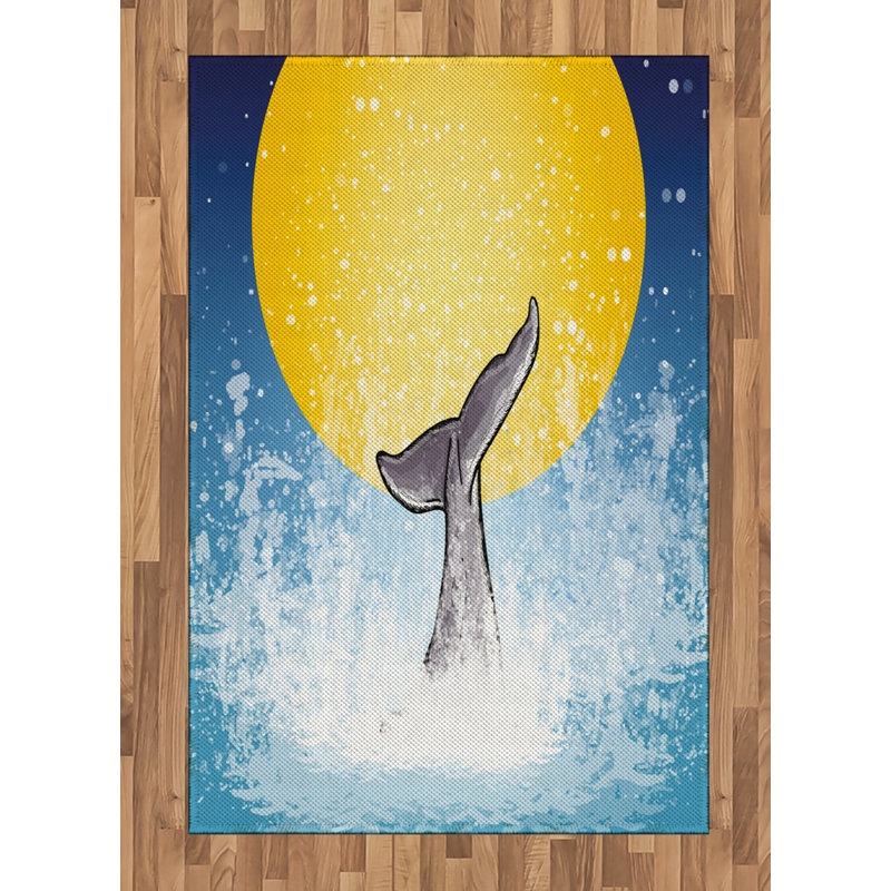 Whale High Density Long Fiber Poly Threads Decorative Area Rug Carpet, Rectangle 4' x 5'8"