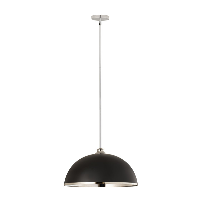 Luminaire suspendu 1 lumière Hagberg, Noir mat, Chrome, H 13 po x l 20 po x P 20 po