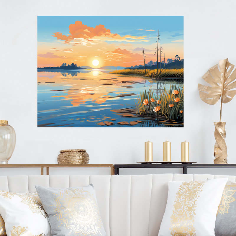 Coucher de soleil océan mosaïque - Art mural en métal Pop Art, H 12 po x l 20 po x P 1 po