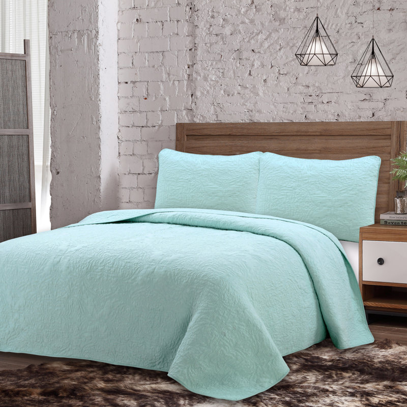 Estate Cotton Quilt Set, Twin Quilt + 1 Standard Sham, Seafoam