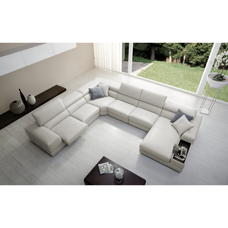 Lorianne 156" Wide Genuine Leather Corner Sectional, Right Hand Facing