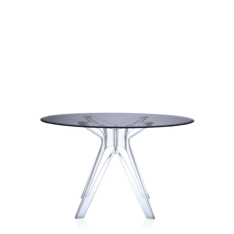 Sir Gio Round Glass Top Dining Table, Transparent, Smoke Gray