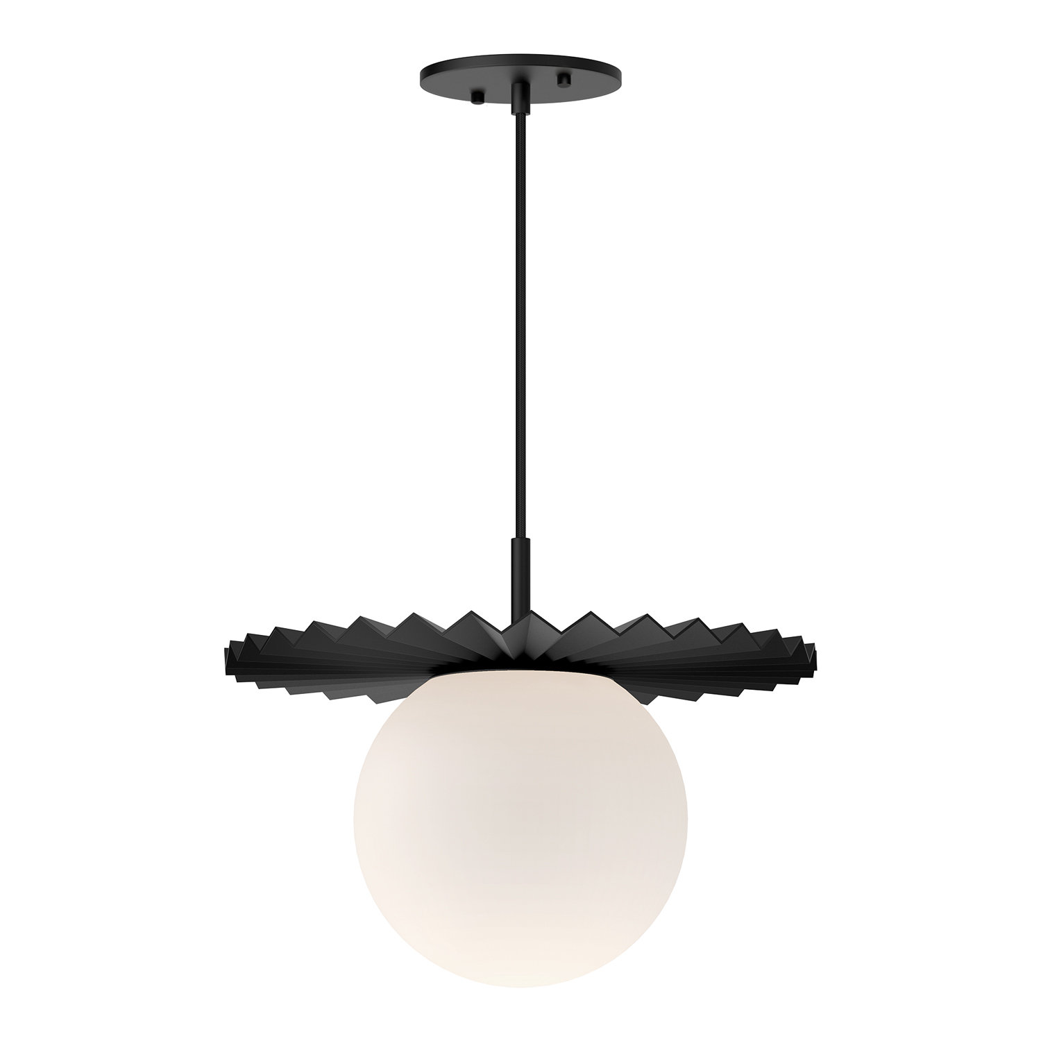 Carletta Single Light Glass Pendant, Matte Black/Opal Matte Glass, 11.75" H x 13.88" W x 13.88" D