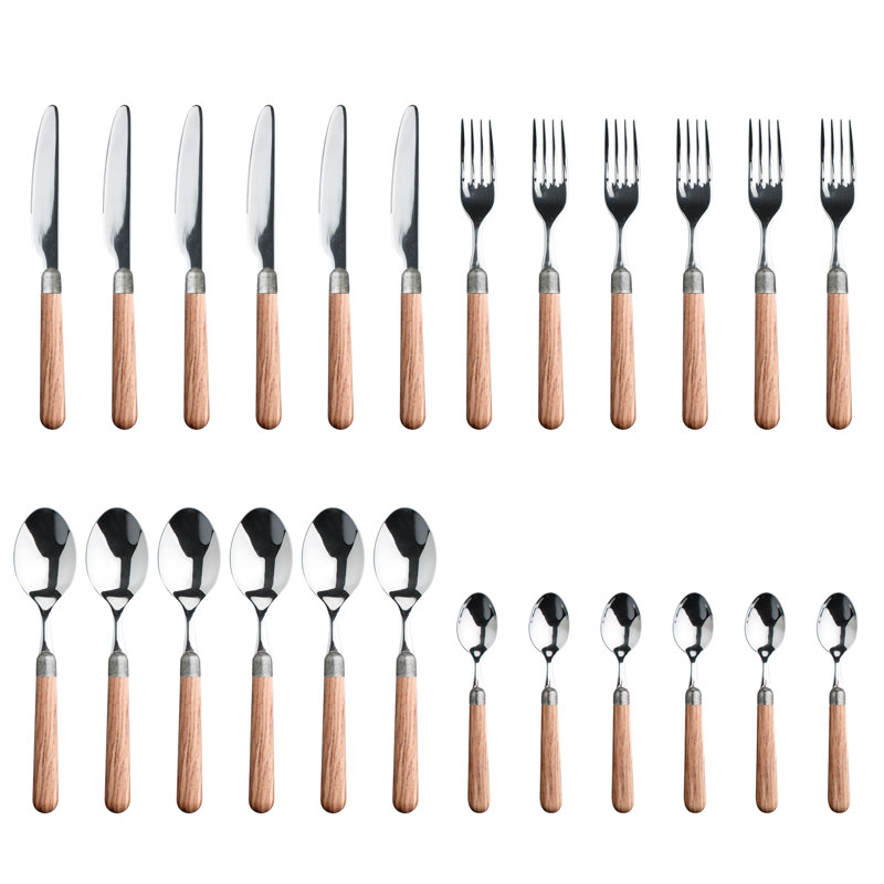 Mccurley 24 Piece 18/10 Stainless Steel Cutlery Set, Service for 6, Beige