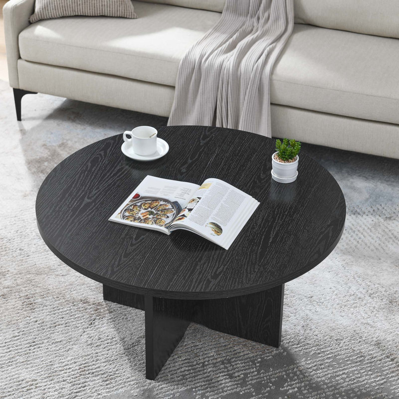  Table basse ronde en bois Boggess, Noir