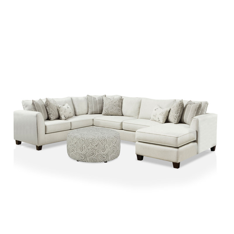 Canapé modulaire en chenille de 140 po de large avec repose-pieds