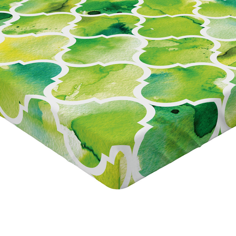 Drap-housse orange Ambesonne, Vert lime / jaune / treillis blanc, Drap-housse très grand californien
