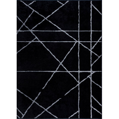 Rapture Black Gray Geometric Luxury Area Rug
