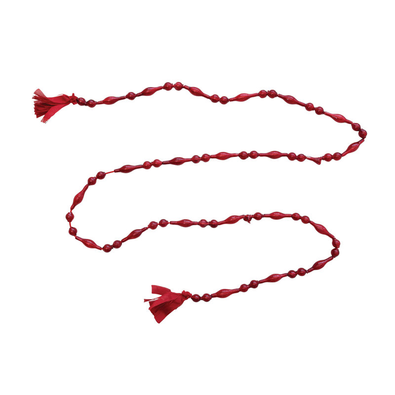 Guirlande de perles de verre avec pampilles en coton