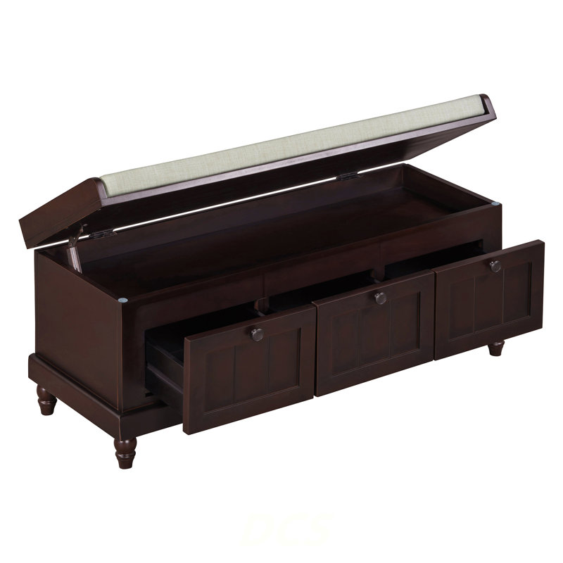 Classic Shoe Bench With Cushion And Three Drawers, Fluted Entryway Bench With Storage For Living Room, Entryway, And Hallways (Espresso, OLD SKU:N715P207812P ), Shoe Storage