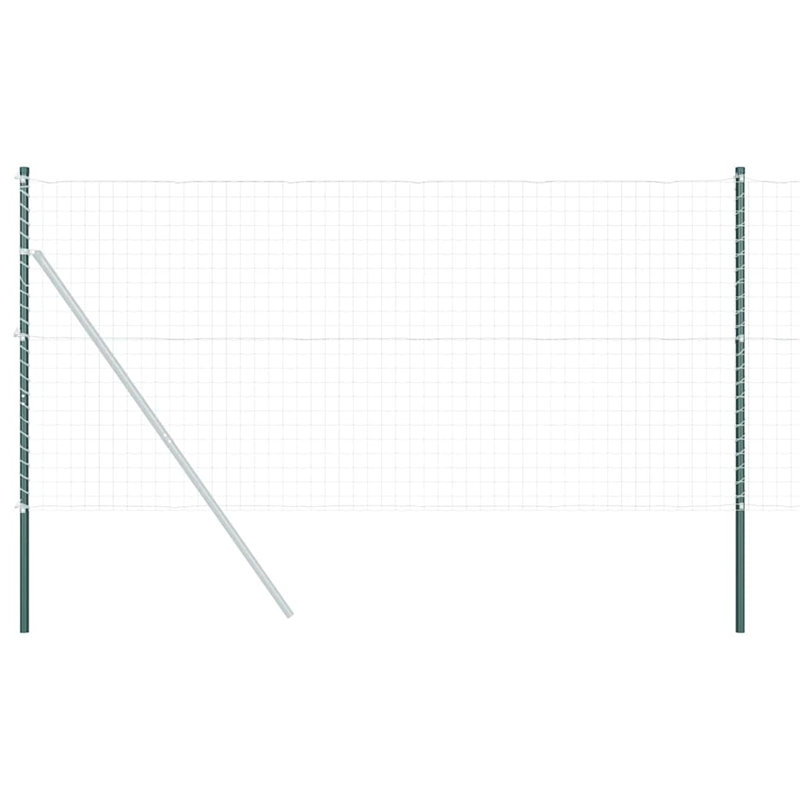 Vidaxl Fence Posts 2 Pcs Powder-Coated Steel, 180cm H x 3.2cm W x 3.2cm D, Green