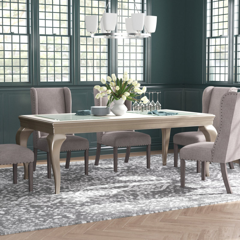 Table de salle à manger moderne et glamour 1pc avec rallonges séparées